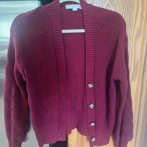 LOFT Women's Burgundy Cardigan